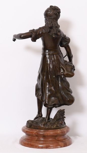 null BRONZE "JEUNE FEMME AU PANIER" DE AUGUSTE MOREAU (1855-1919)

En bronze patiné,...