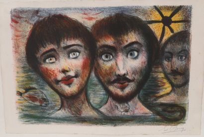 null PIECE ENCADREE "3 VISAGES" DE EDOUARD- JOSEPH GOERG (1893-1969)

Sur papier,...