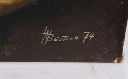 null TABLEAU "CLOWN A LA COLOMBE" 1974 DE W. BEUTLER

Huile sur toile, signée et...