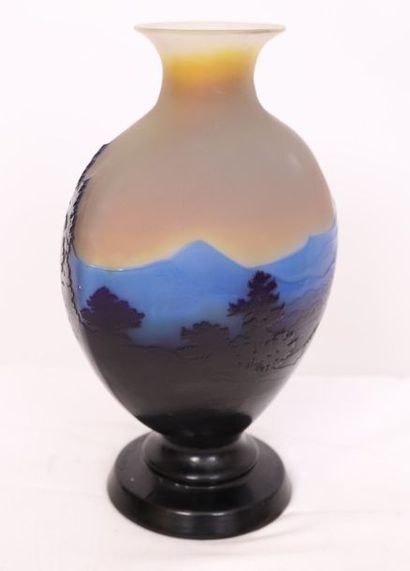 null IMPORTANT VASE "THE BLUE LINE OF THE VOSGES" OF GALL

Multilayer glass, heart-shaped,...