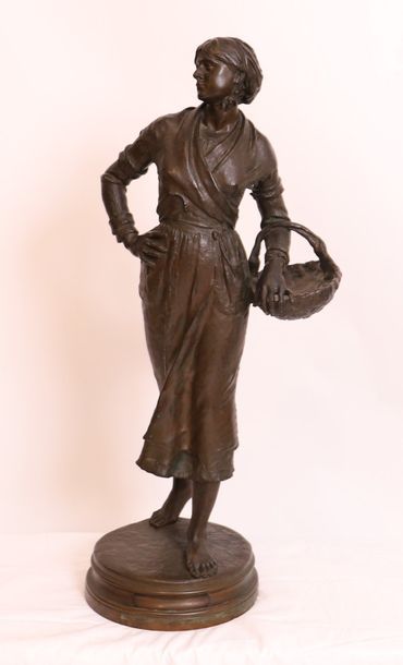 null BRONZE "PAYSANNE AU PANIER" DE Ernest Charles GUILBERT (1848-?)

En bronze patiné,...