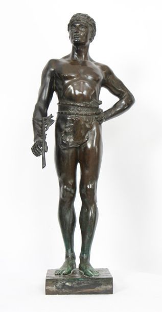 null BRONZE "LE VAINQUEUR" DE MAURICE CONSTANT (1892-1970) 

En bronze patiné, reposant...