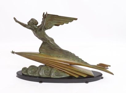 null BRONZE ART DECO "JEAN MERMOZ WING ON A SHOOTING STAR" BY FREDERIC C. FOCHT (XIX-XXth)

Bronze...