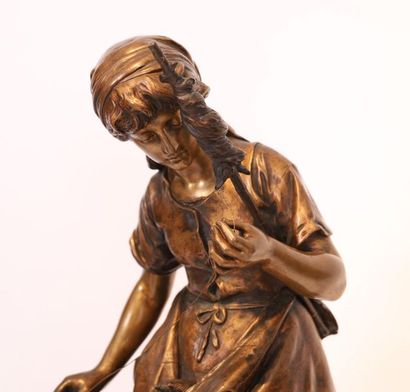 null BRONZE "LA JEUNE FILEUSE" DE Mathurin MOREAU (1822-1912)

E, bronze à patine...