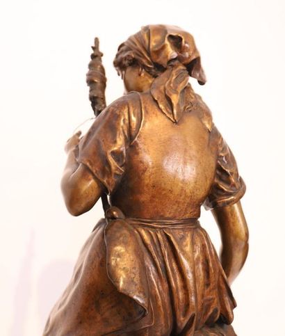 null BRONZE "LA JEUNE FILEUSE" by Mathurin MOREAU (1822-1912)

E, bronze with a mordorée...