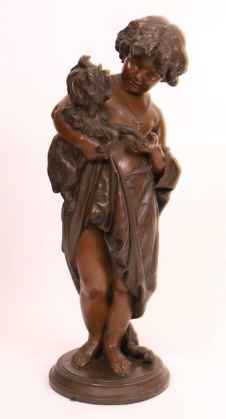 null BRONZE "CHILDREN WITH DOGS, A DOLL AT HIS FEET" by Francesco BARZAGHI (1839-1892)

Very...