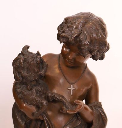 null BRONZE "ENFANTS AU CHIEN, UNE POUPEE A SES PIEDS" DE Francesco BARZAGHI (1839-1892)

Très...