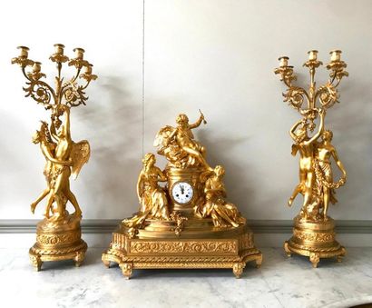 null IMPORTANT AND EXCEPTIONAL NEO-CLASSICAL GILDED BRONZE TRIM "A L'AMOUR".

In...