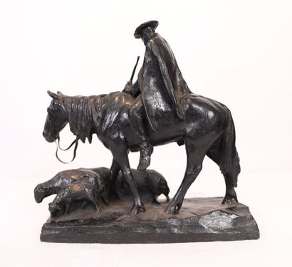 null BRONZE "PAYSAN A CHEVAL MENANT QUATRE MOUTONS" DEVArthur HOFFMANN (1874-1960)

Sculpture...