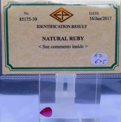 Under certificate a ruby NATURAL pear ruby...