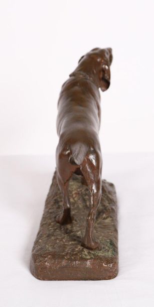 null Léon BUREAU (1866-1906)

"Chien de meute de chasse aboyant"

Bronze à belle...