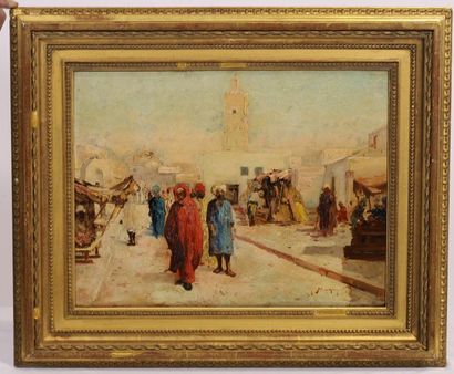 null ORIENTALIST TABLE "SCENE OF ANIME STREET IN ALGERIA" by Vincent MANAGO (1880-1936)

Nice...