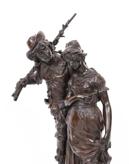 null IMPORTANT AND PRETTY BRONZE "LE GALANT CHASSEUR" by Adrien Etienne GAUDEZ (1845-1902)

Bronze...