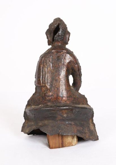 null CAST IRON BUDDHA

Shown sitting in a suit, hands folded. It rests on a lotiform...