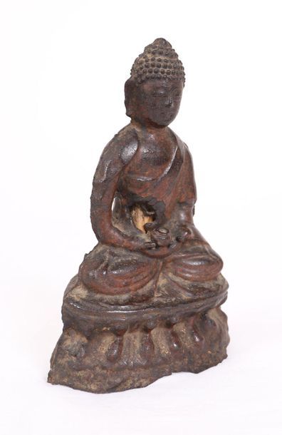 null CAST IRON BUDDHA

Shown sitting in a suit, hands folded. It rests on a lotiform...
