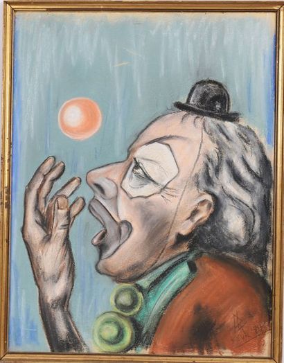 null PASTEL "RED BUBBLE CLOWN" 1974

Pastel on paper, monogrammed and dated "R.L....