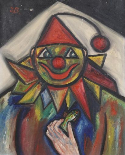 null PAINTING "CLOWN WITH FISH" 1956 BY JACQUES BILBO

Oil on canvas, monogrammed...
