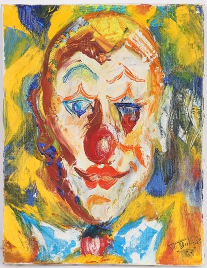 null PAINTING "CLOWN WITH YELLOW BACKGROUND" 1968 BY J.H. DUBOIS

Oil on canvas,...