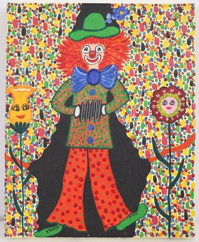 null MELANIE CARROUER'S PAINTING "LITTLE CLOWN WITH A BANDONEON".

Oil on canvas,...