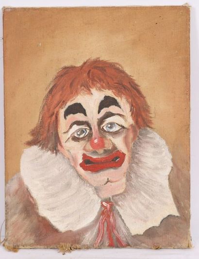null "RED CLOWN" BOARD

Oil on canvas.

Condition of use (wear and tear).

20th century...