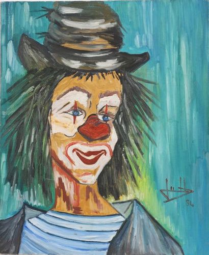 null PAINTING "CLOWN LAUGHING AT THE BARGEMAN" 1984

Oil on canvas, signed and dated...
