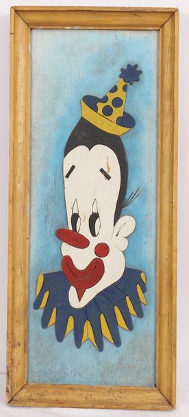 null CARVED PANEL "CLOWN WITH YELLOW AND BLUE HAT"

Painting on sulpted wood panel,...