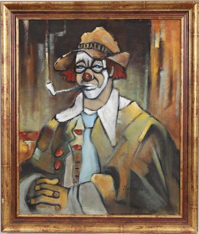 null NAKACHE'S "PIPE-SMOKING CLOWN" PAINTING

Oil on canvas, signed, framed.

20th...