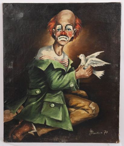 null 1974 PAINTING "CLOWN HAS THE DOVE" BY W. BEUTLER

Oil on canvas, signed and...