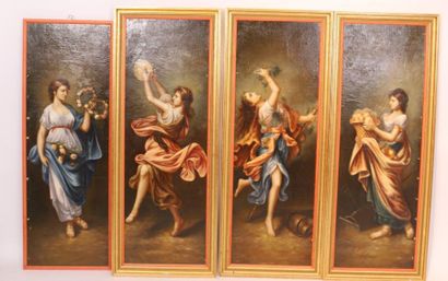 null SUITE DE QUATRE TABLEAUX DE BOISERIE "FIGURES ALLEGORIQUES" XIXè

Huiles sur...