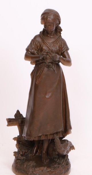 null BRONZE "JEUNE FERMIERE AU DINDON" DE Auguste MOREAU (1834-1917)

En bronze patiné,...