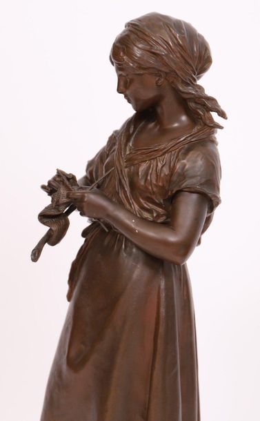 null BRONZE "JEUNE FERMIERE AU DINDON" DE Auguste MOREAU (1834-1917)

En bronze patiné,...