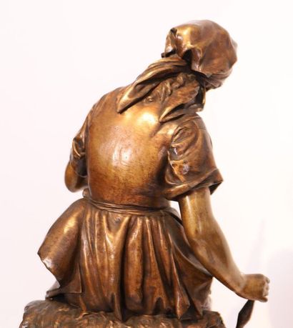 Mathurin MOREAU (1822-1912) BRONZE "LA JEUNE FILEUSE" DE Mathurin MOREAU (1822-1912)

E,...