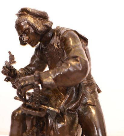 null BRONZE "LE FOURBISSEUR D'ARMES A SON ETABLI" DE Adrien-Emile GAUDEZ (1845-1902)

Bronze...