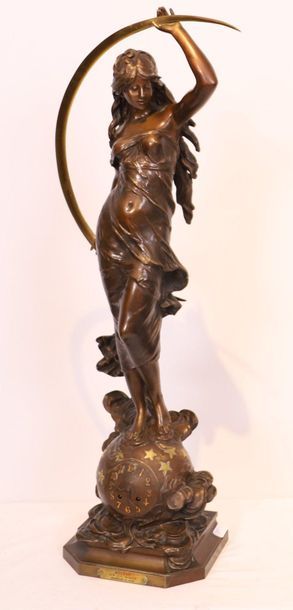 null PENDULE "SELENE" EN BRONZE DE Auguste MOREAU (1834-1917)

En bronze patiné et...