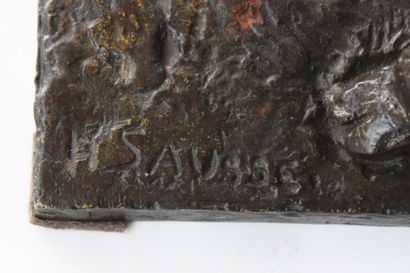 SAUSSE HONORE (1891-1936) Guerrier oriental Epreuve en bronze à patine noire nuancée,...