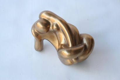 null SCULPTURE Le couple enlacé Epreuve en bronze doré et patiné H: 13 cm