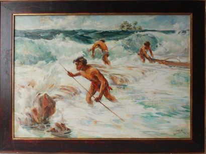 Guy HUZE (1912-1997) Tahiti Huile sur toile 74 x 106 cm