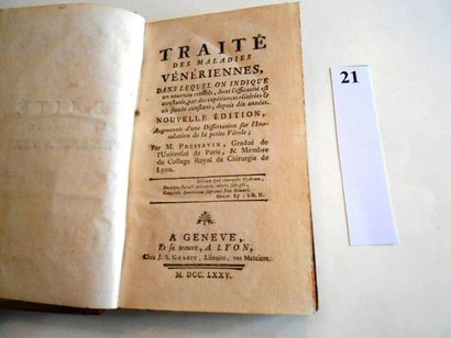 null TRAITE des MALADIES VENERIENNES par PRESSAVIN.

Genève et Lyon, 1775, in-12,...