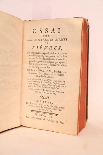 null JEAN HUXHAM, ESSAI SUR LES DIFFERENTES ESPECES DE FIEVRES, Paris, 1752.

Vol...