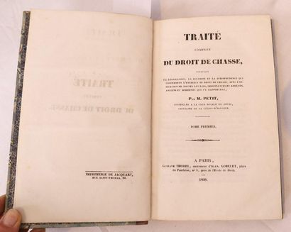 null M. PETIT TRAITE COMPLET DU DROIT DE CHASSE PARIS 1838

2 volumes reliés in 8°....
