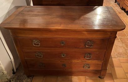 null COMMODE - With five drawers in walnut with bronze handles - Walnut top - Restoration...