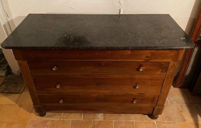null Walnut four drawer COMMODE - Black marble top- Bronze drawer knob

Restoration...