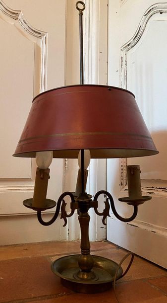 null BOUILLOTTE LAMP - In painted sheet metal and bronze - Late 19th century - H...