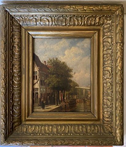 null DUTCH CHANNEL VIEW - Oil on wood panel - Dutch School 

19th century 

H: 19...