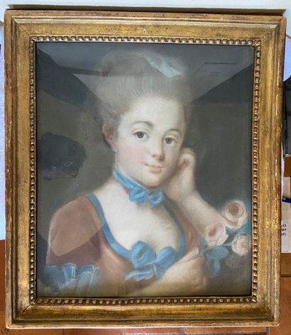 null YOUNG GIRL OF QUALITY in the taste of Rosalba CARRIERA- Pastel on paper - 18th...