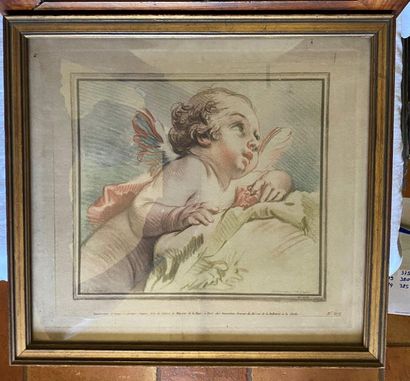 null LOT OF TWO AQUARELLE ENGRAVINGS According to François BOUCHER