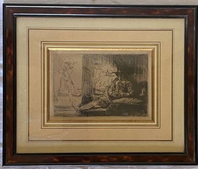 null RESTING MAN 

Engraving after REMBRANDT 

19th century 

H: 10 x W: 15 cm