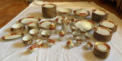 null PORCELAIN SERVICE PARTY - Signed BERNARDAUD - Entitled "Palais Royal"- In gold...