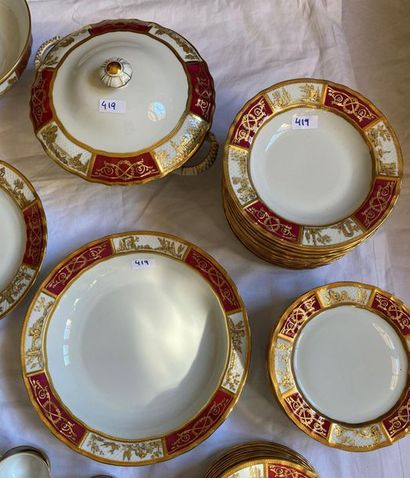 null PORCELAIN SERVICE PARTY - Signed BERNARDAUD - Entitled "Palais Royal"- In gold...