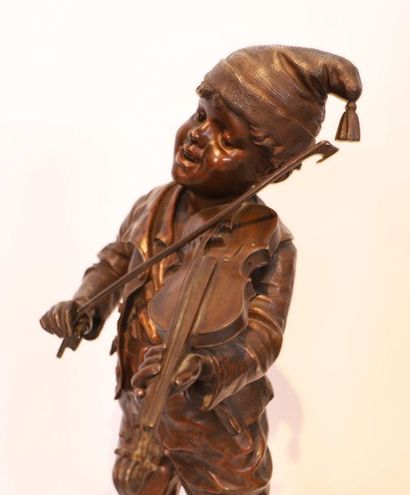 null Émile CARLIER (1849-1927)

BRONZE "THE LITTLE VIOLINIST OR THE GOOD RECIPE"...